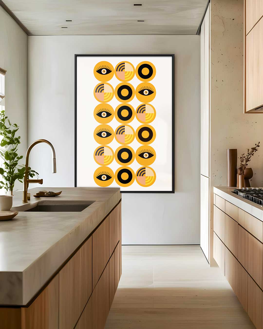 Retro Oogpatroon Kunstwerk – dibond wanddecoratie in staand formaat
