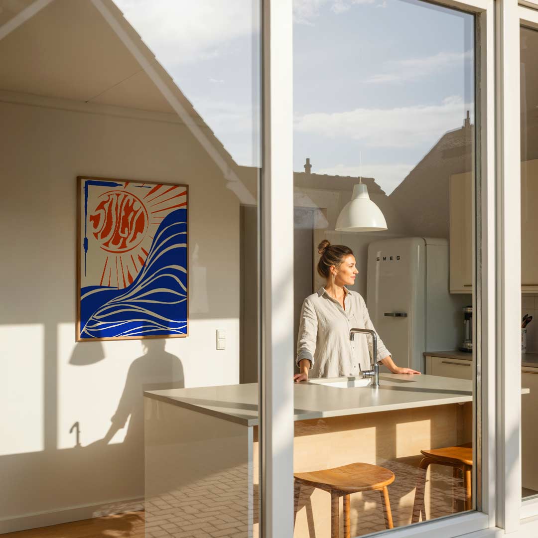 Zon en Golven Kunstposter – zomerse poster in staand formaat