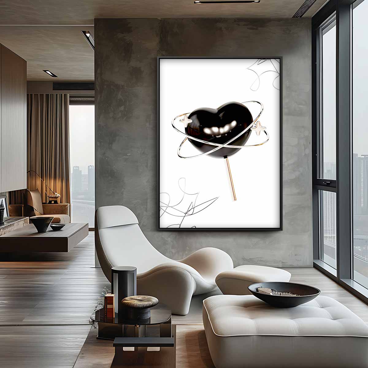 Ruimtelijk Hart Lollyart – plexiglas kunstwerk als wanddecoratie