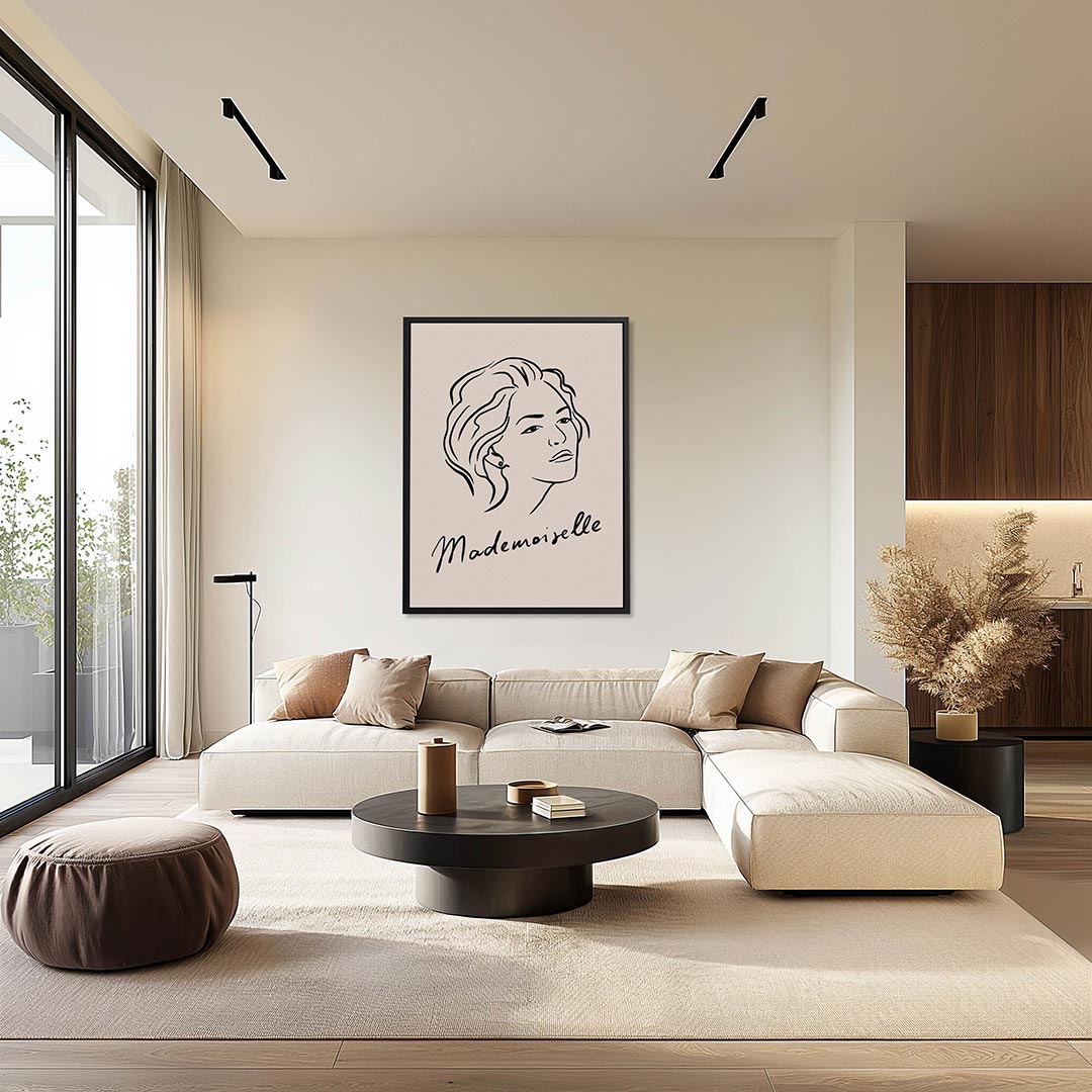 Elegante lijntekening – moderne staande wandkunst