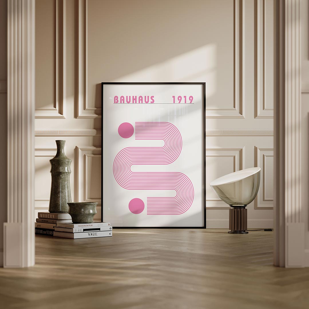 Lijnen en cirkel – moderne Bauhaus wandkunst als poster