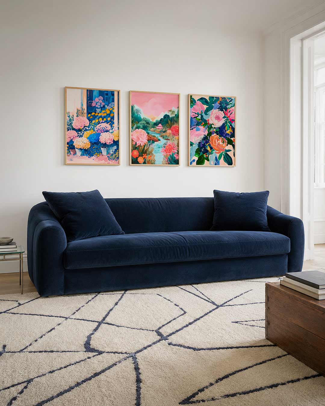 Bloemen en kleuren driedelige posterset – deze kleurrijke compositie toont een overvloed aan bloemen