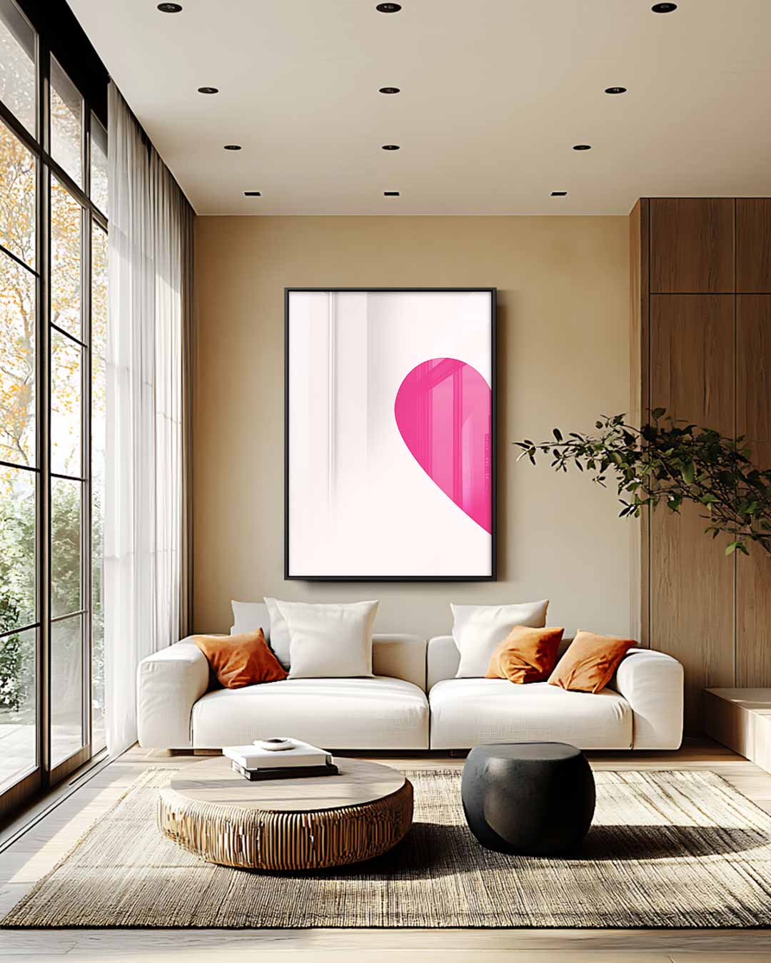 Roze hartvorm – staand kunstwerk voor modern interieur