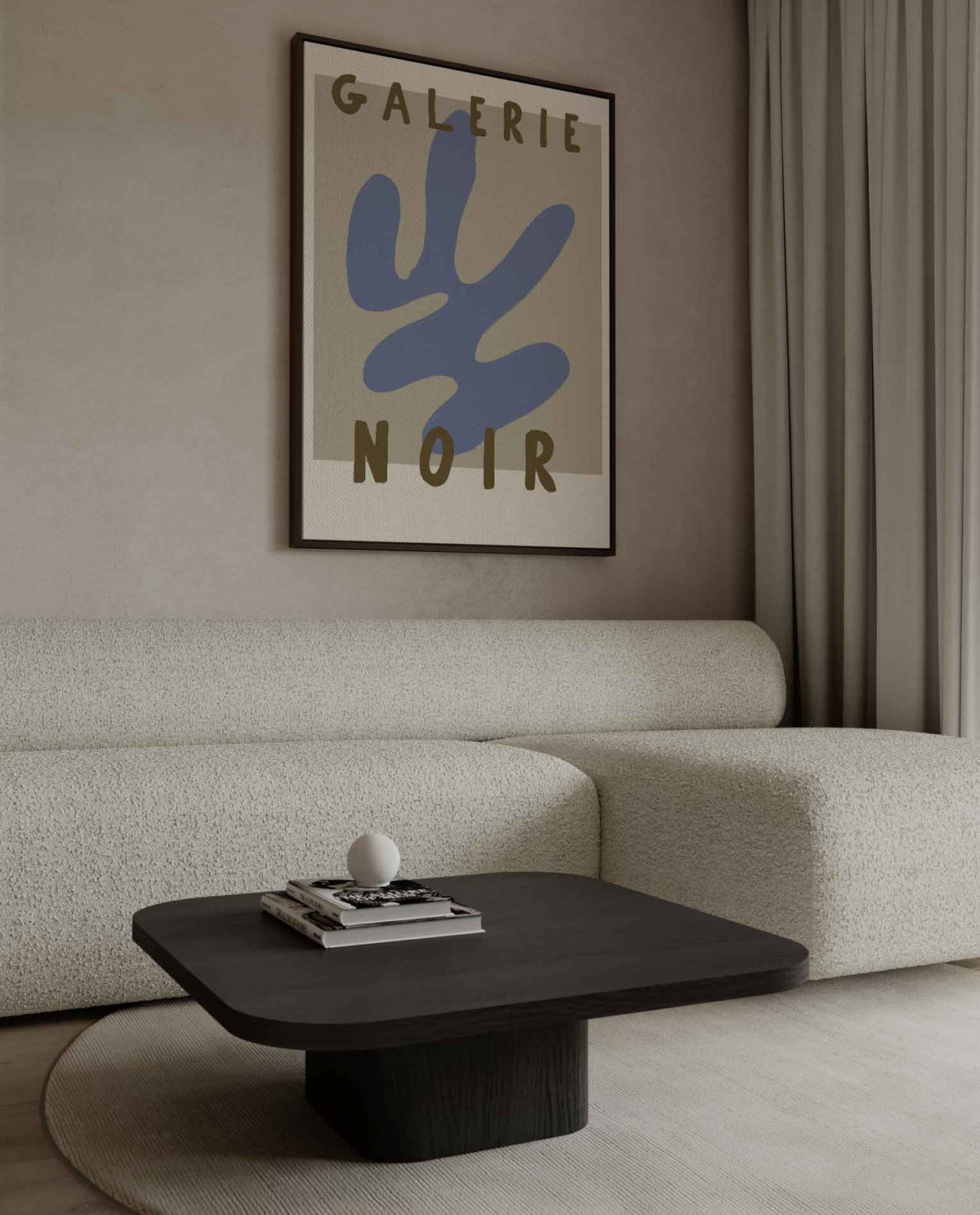 Retro Abstract Blauw en Bruin Poster – dibond kunstwerk als wanddecoratie