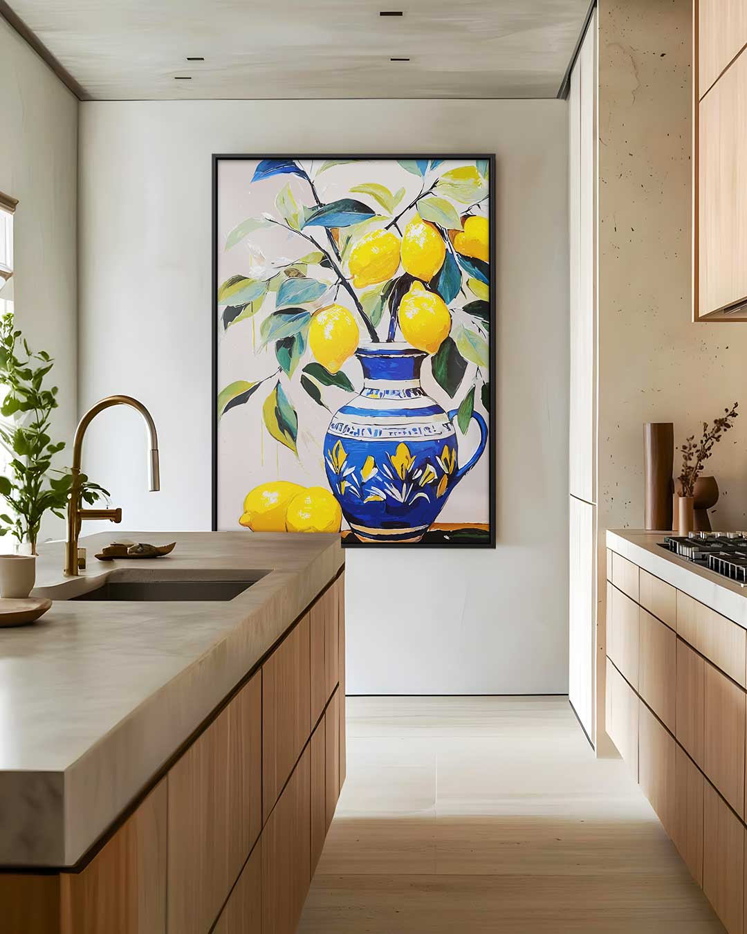 Frisse Citroen Schilderij – staand kunstwerk voor modern interieur