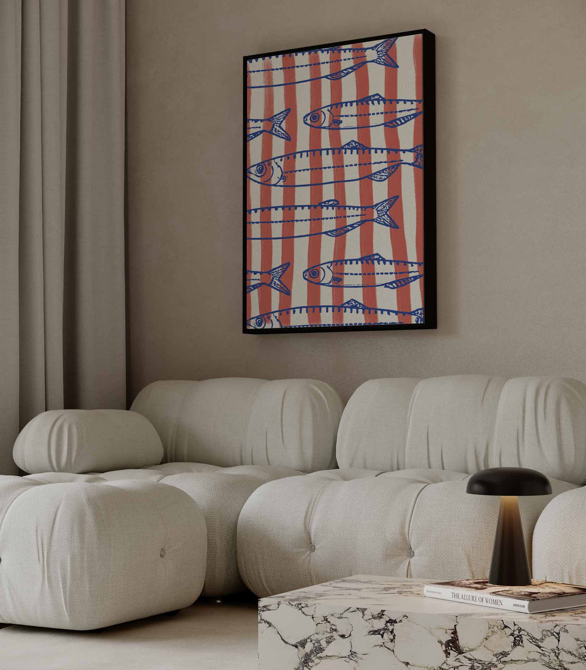 Vrolijke Vissenstrepen – canvas wanddecoratie in portret formaat