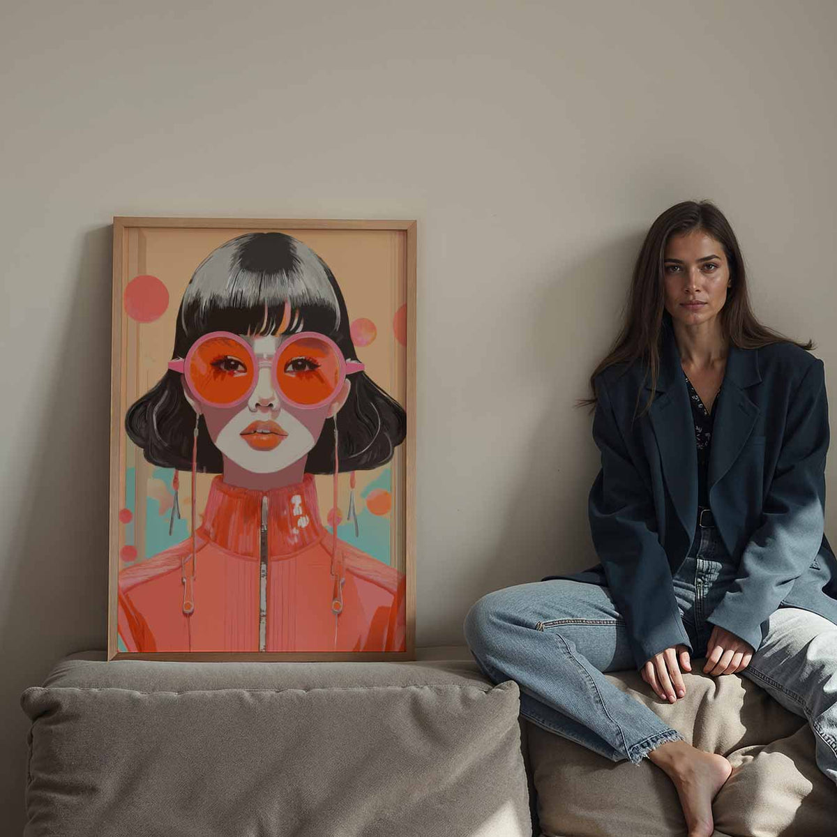 Stralende Retro Chic – Streetart wandkunst als portret poster