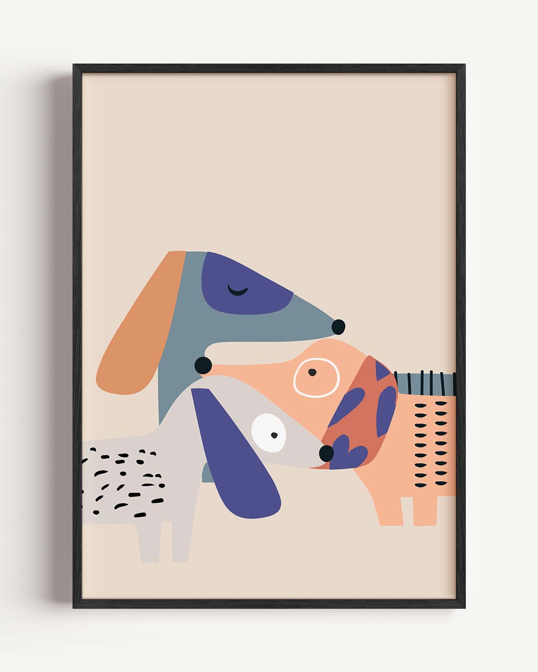 Vrolijke Honden Illustratie – kids portret poster als wanddecoratie