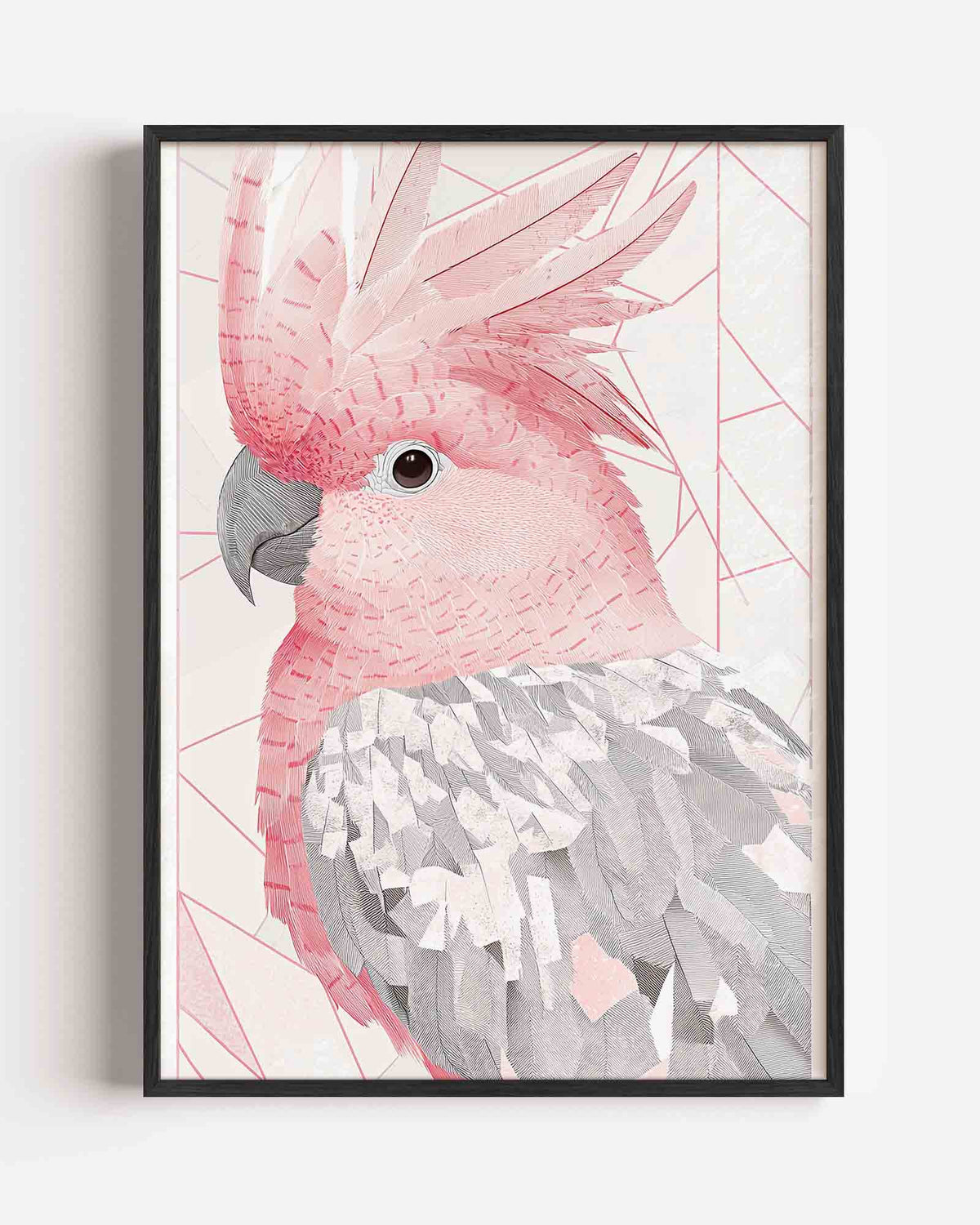Roze vogel – dieren portret poster als wanddecoratie