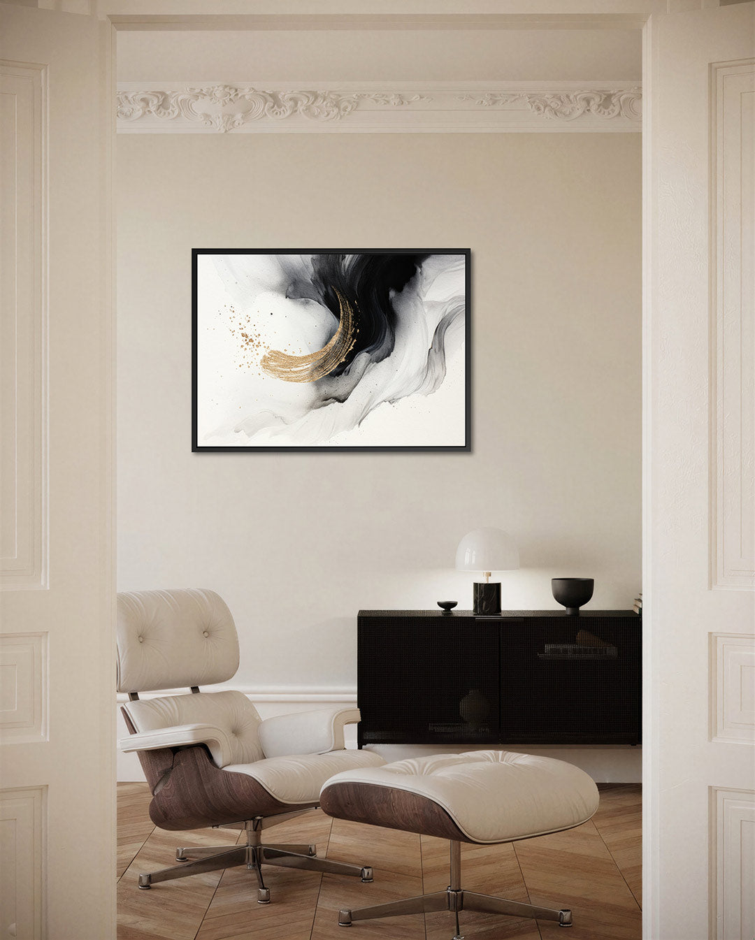 Dynamische borstelstreek – liggende wanddecoratie