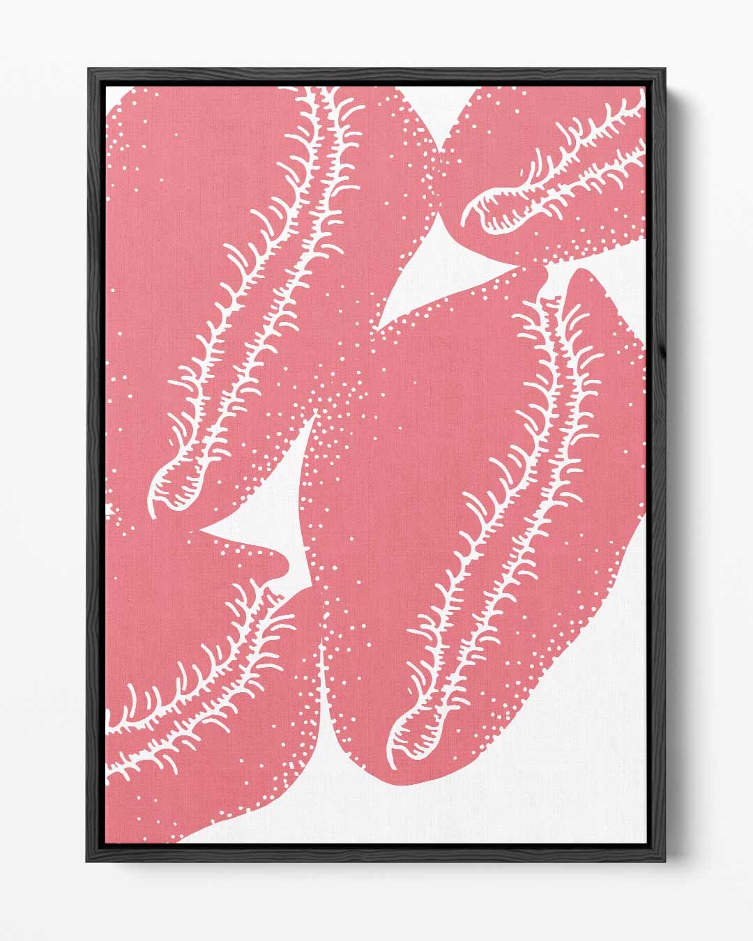 Speelse Roze Bladvormen – portret kunstwerk als wanddecoratie