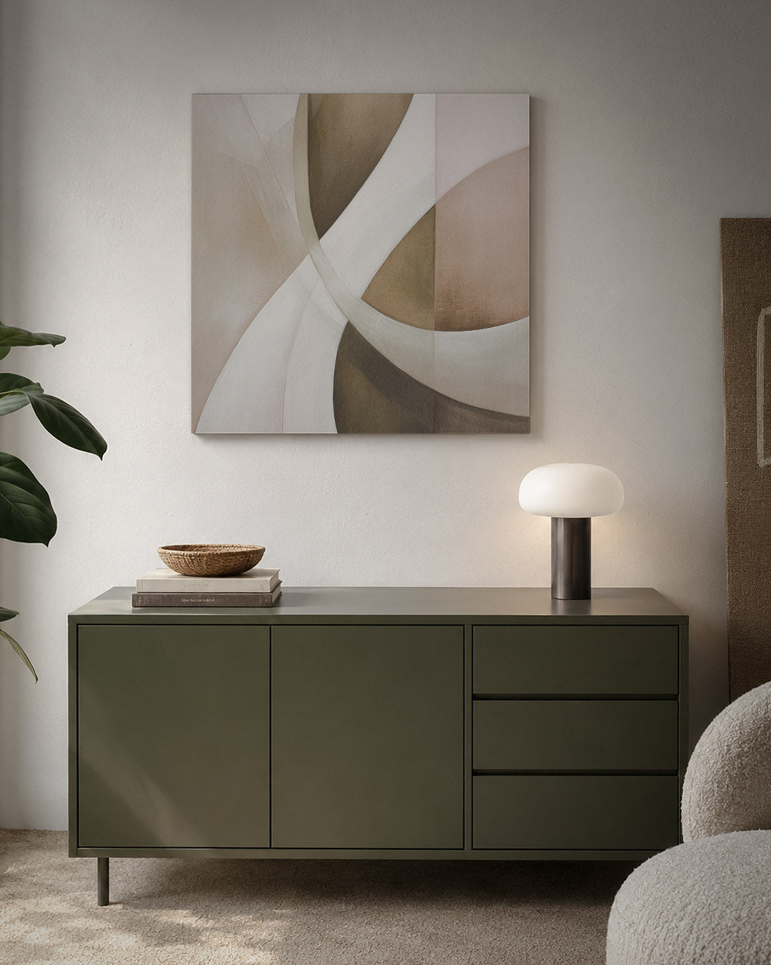 Organische vormen kunstwerk – detailweergave – dit kunstwerk toont vloeiende lijnen en zachte rondingen in een harmonie van