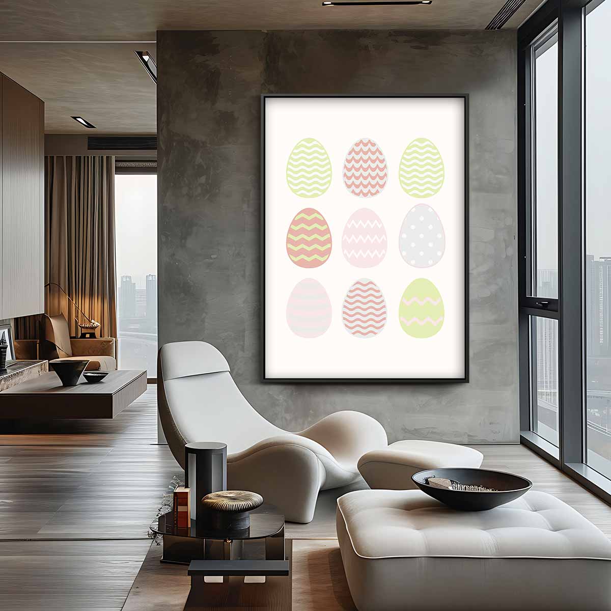 Vrolijke Paasei Print – staand kunstwerk voor modern interieur