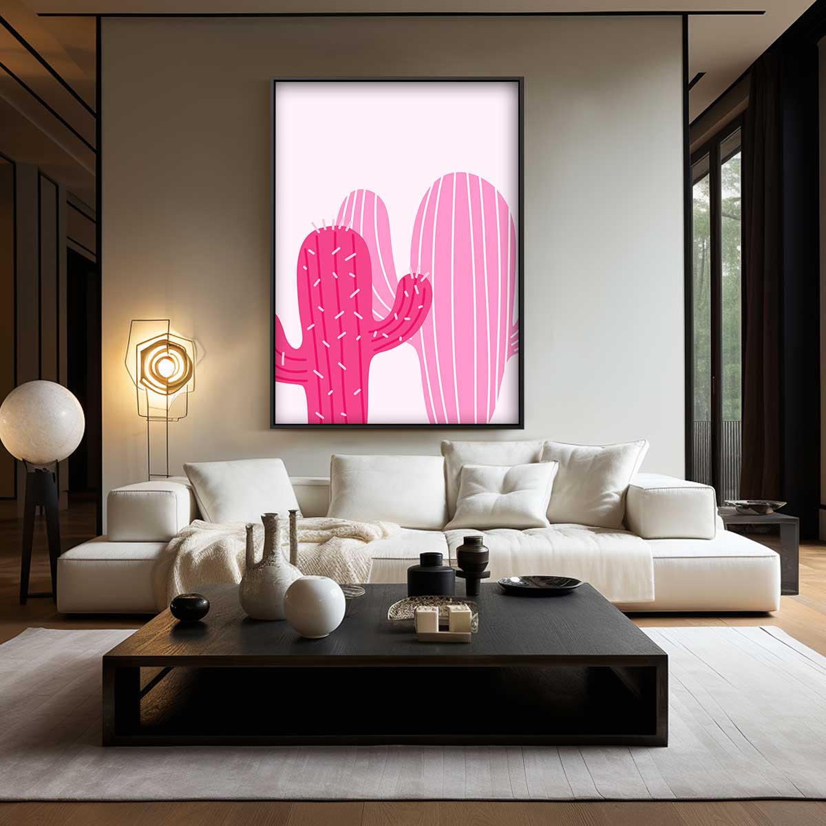 Roze Cactus Verbeelding – dibond wanddecoratie in staand formaat