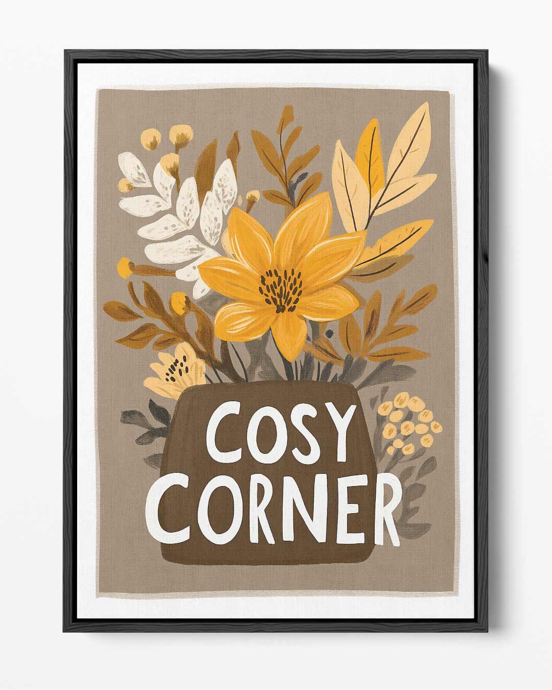 Cosy Corner Bloemenillustratie – portret kunstwerk als wanddecoratie