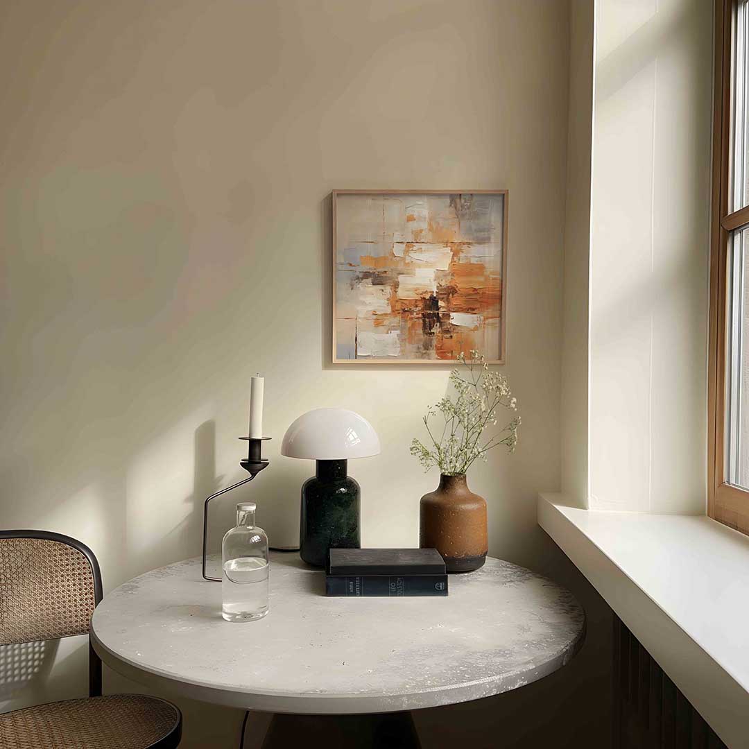 Abstracte beige en oranje – textuur poster in vierkant formaat