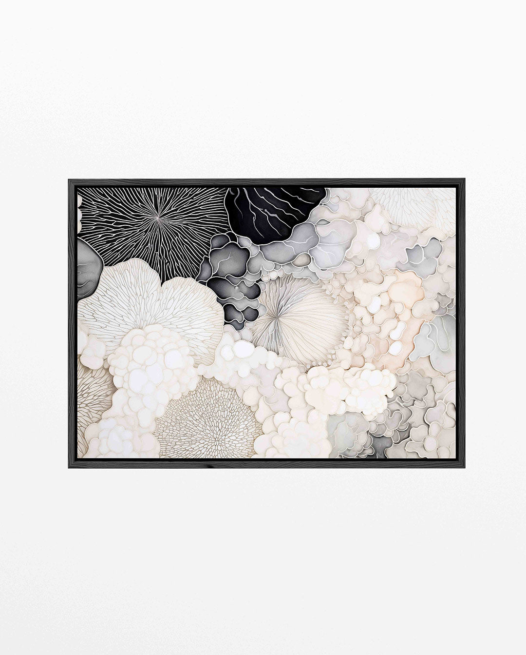 Organische vormen compositie – Zwart-wit – liggend abstract kunstwerk