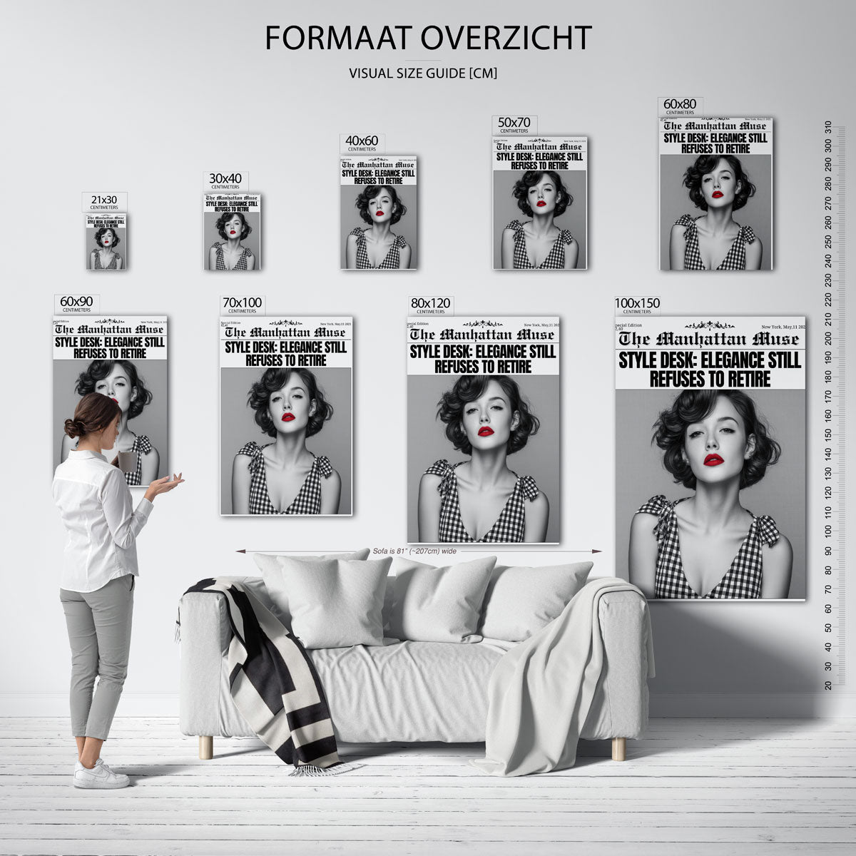 Stijlvolle vrouw met rode lippen – staande muurposter in Pop Art stijl