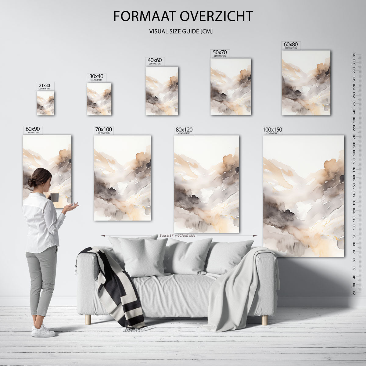 Abstracte bergen – staande muurposter met natuurthema