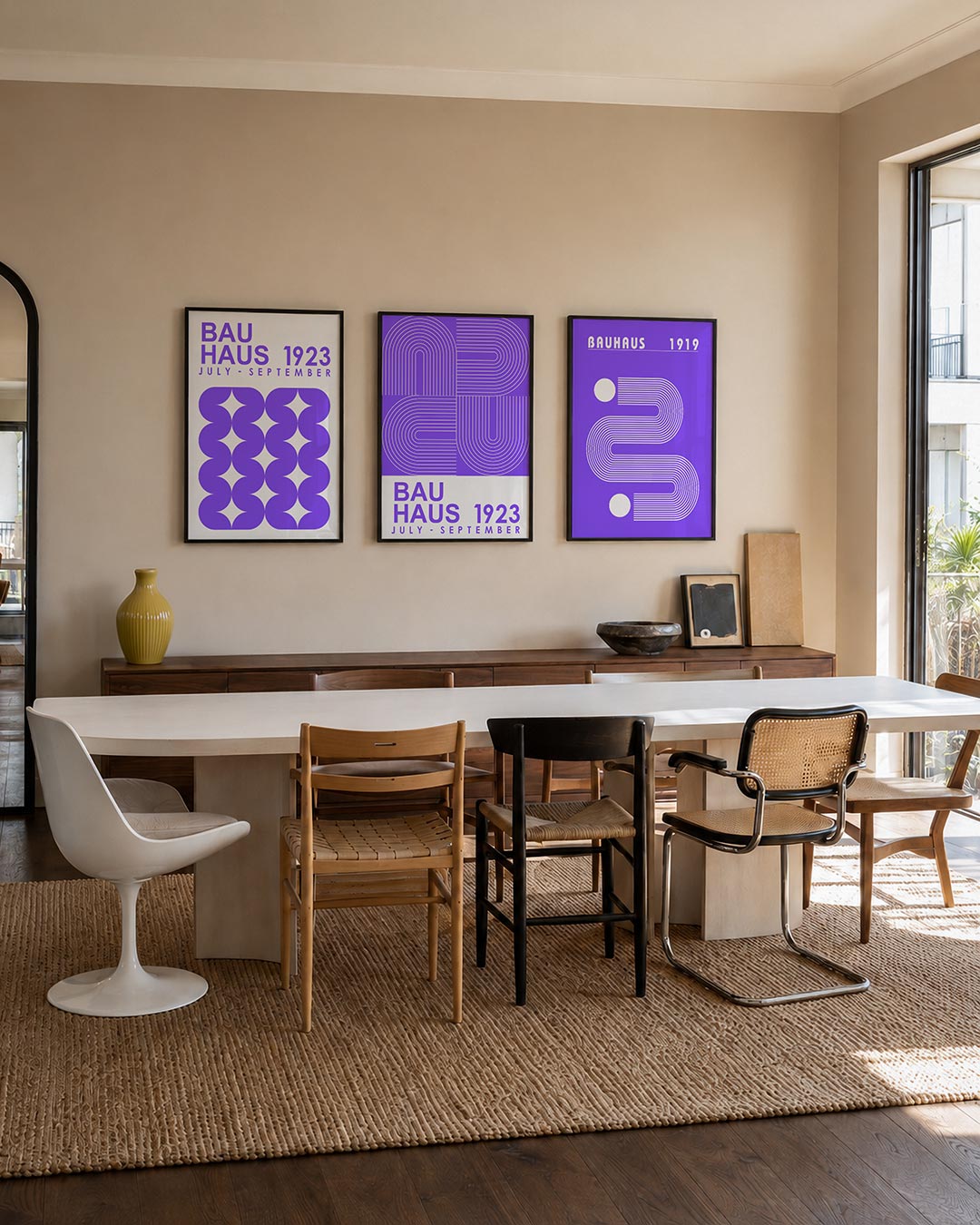 Vorm en kleur driedelige posterset – deze posterset in drie delen toont een ritmisch spel van