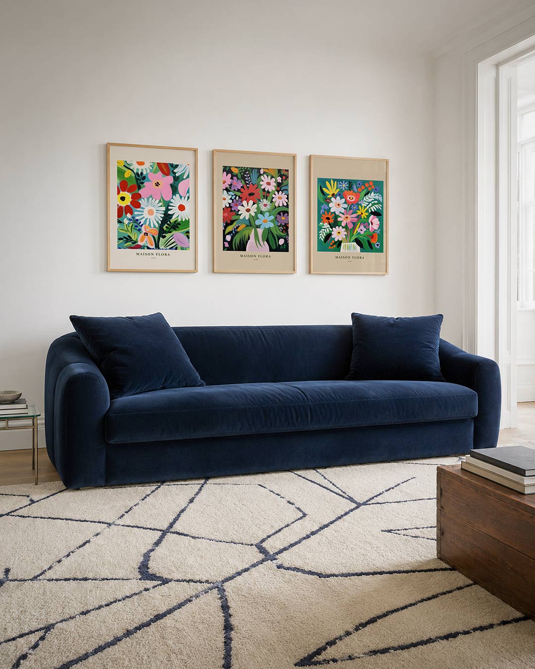 Bloemrijke kleurenpracht driedelige posterset – deze posterset toont een levendig spel van bloemen in felle