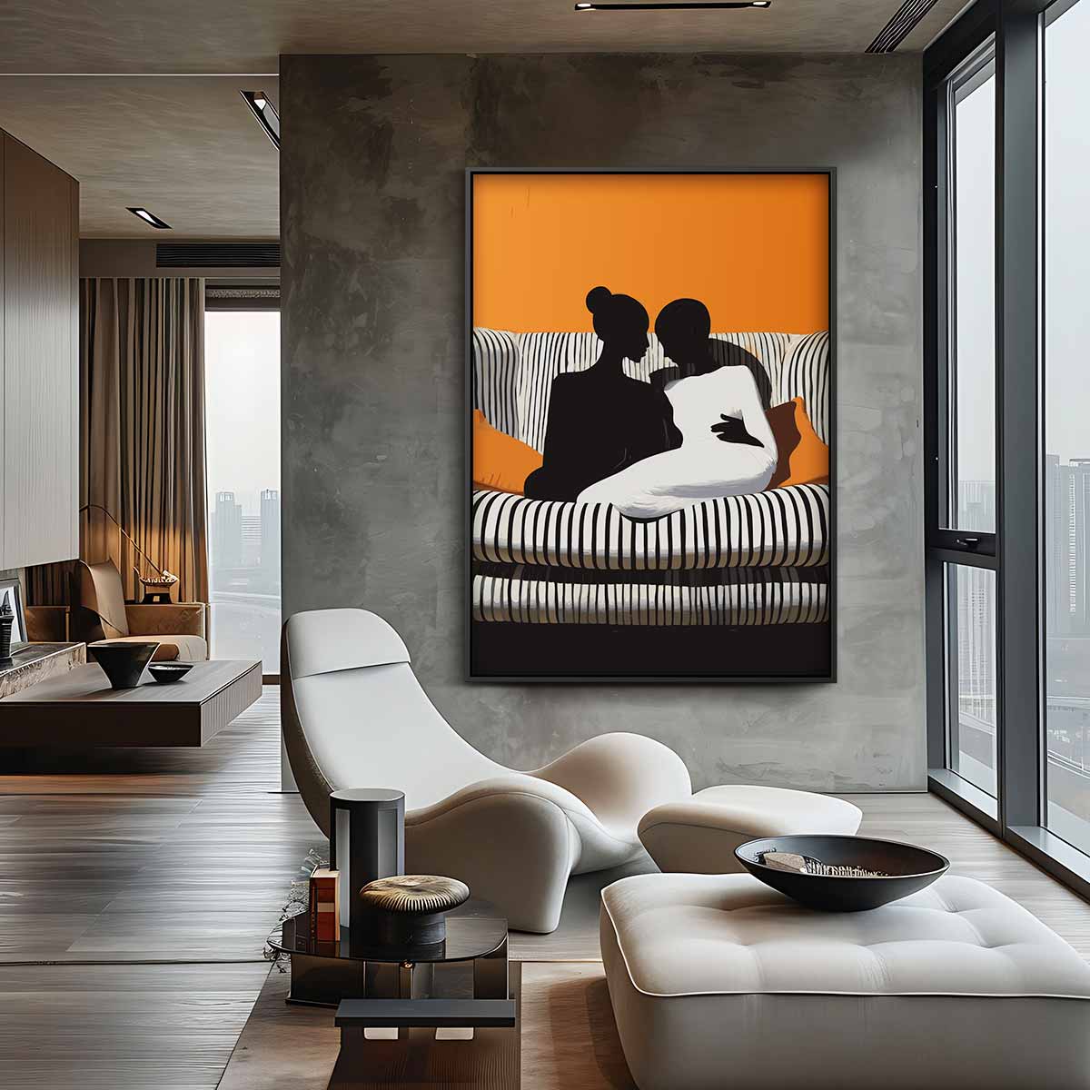 Intieme Band op de Bank – plexiglas kunstwerk als wanddecoratie