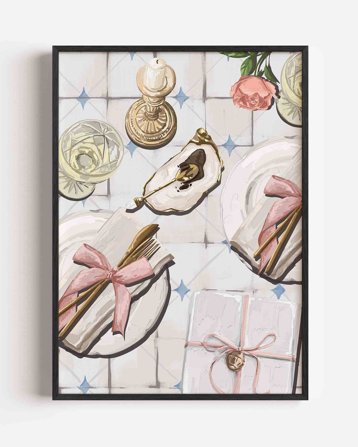 Elegante tafelscène – keuken portret poster als wanddecoratie