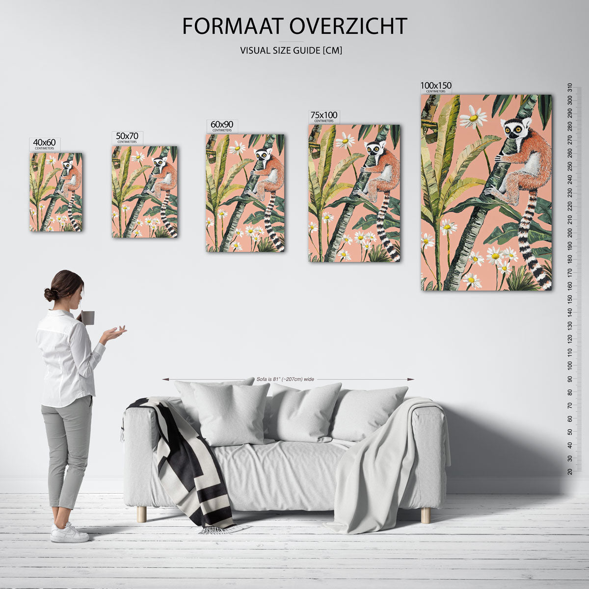 Dier in tropische natuur – staand wanddecoratie kunstwerk