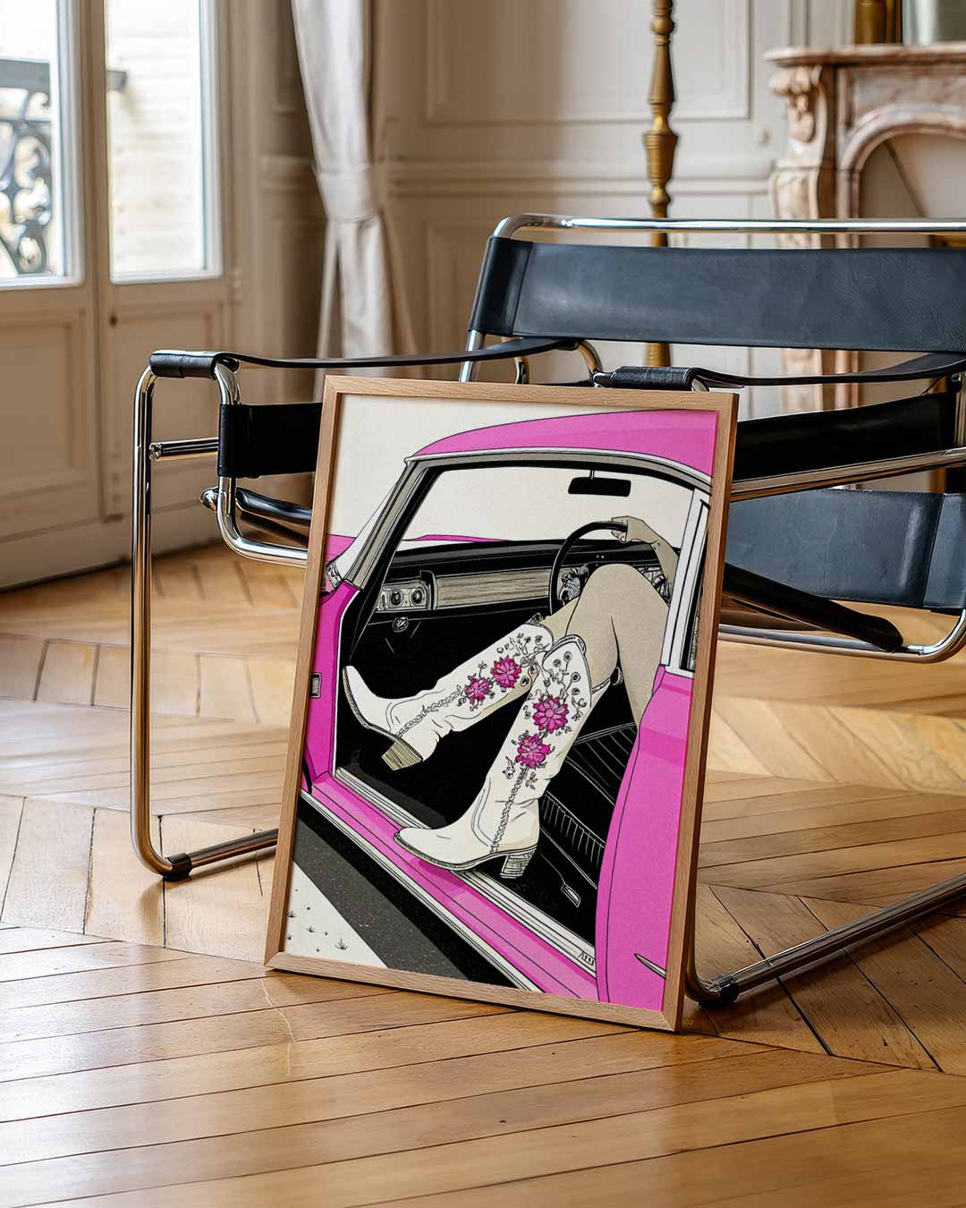 Stijlvolle Retro Roadtrip – staande muurposter voor Pasen