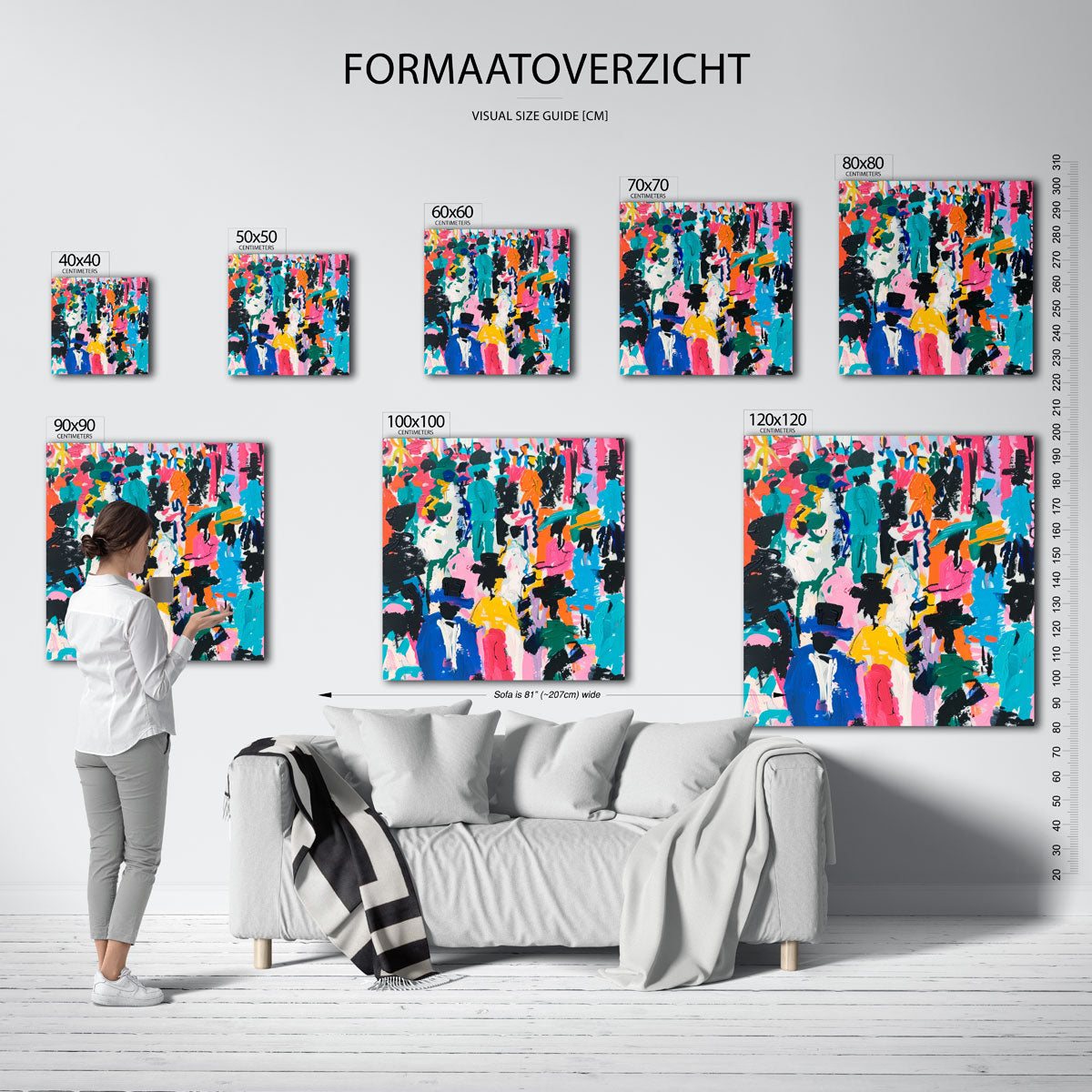 Kleurrijke figuren – vierkante muurposter met kleurrijke illustratie