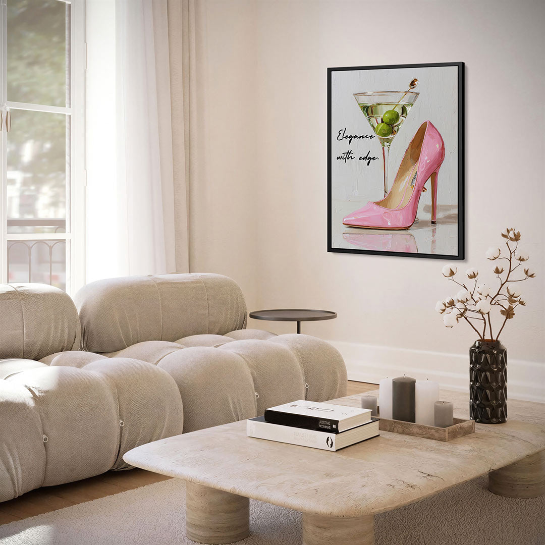 Schoen en cocktail – staand wanddecoratie kunstwerk