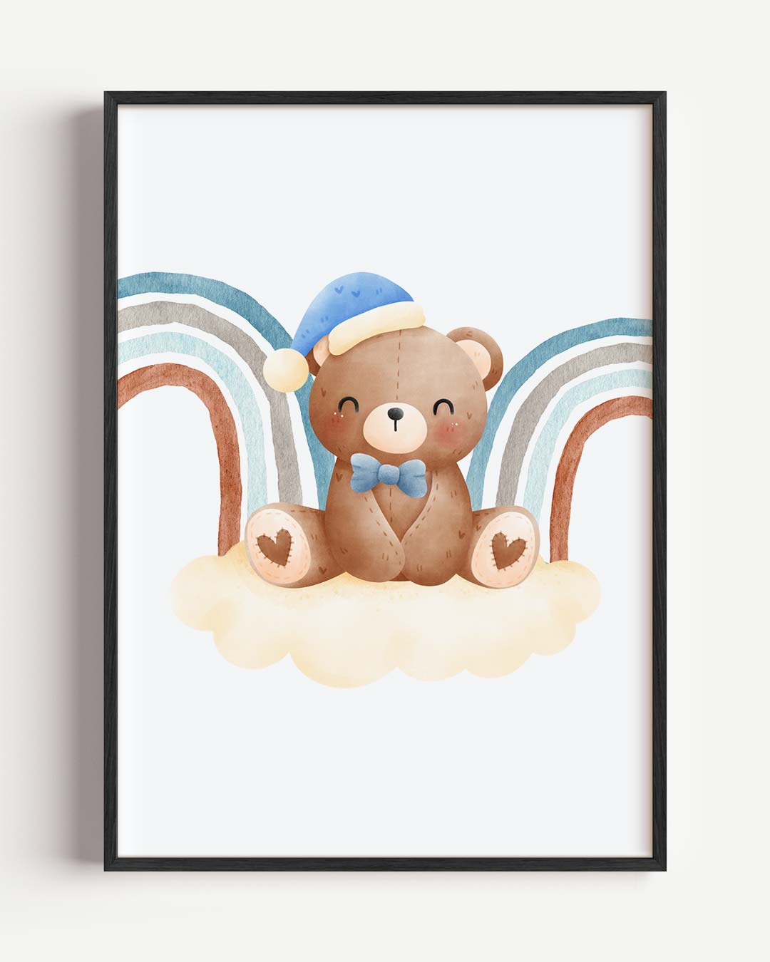 Beer met Regenboog – kids portret poster als wanddecoratie