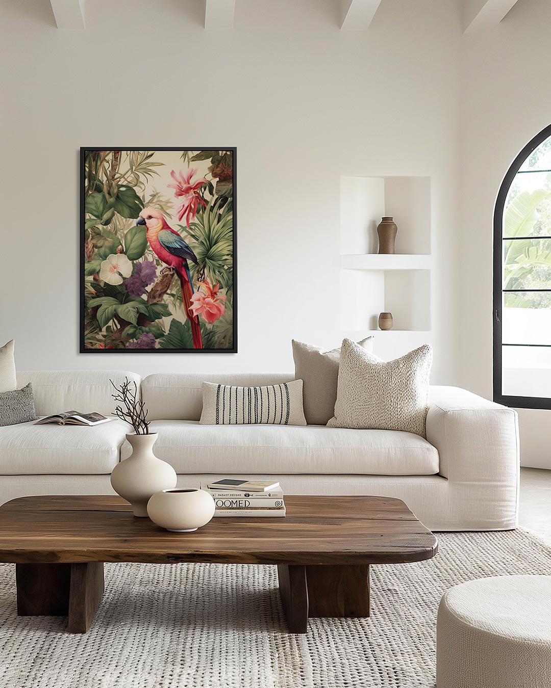 Exotische vogel en bloemen – staand wanddecoratie kunstwerk