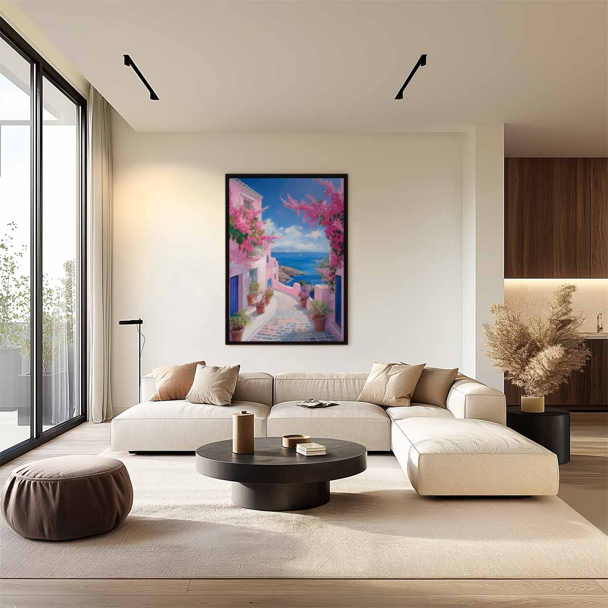 Romantische Middellandse Zee Straat – plexiglas wanddecoratie in portret formaat
