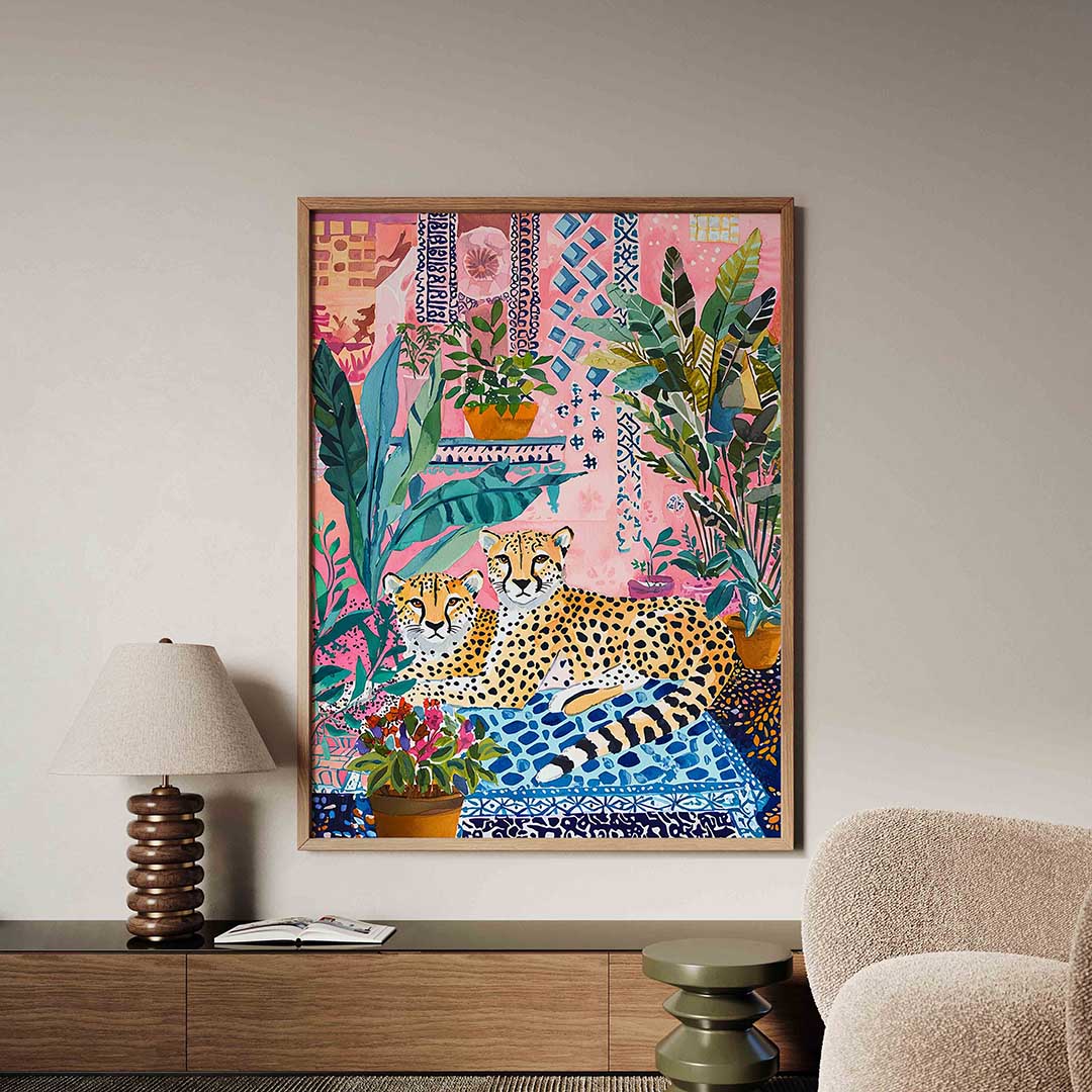 Luipaarden en planten – dieren poster in staand formaat
