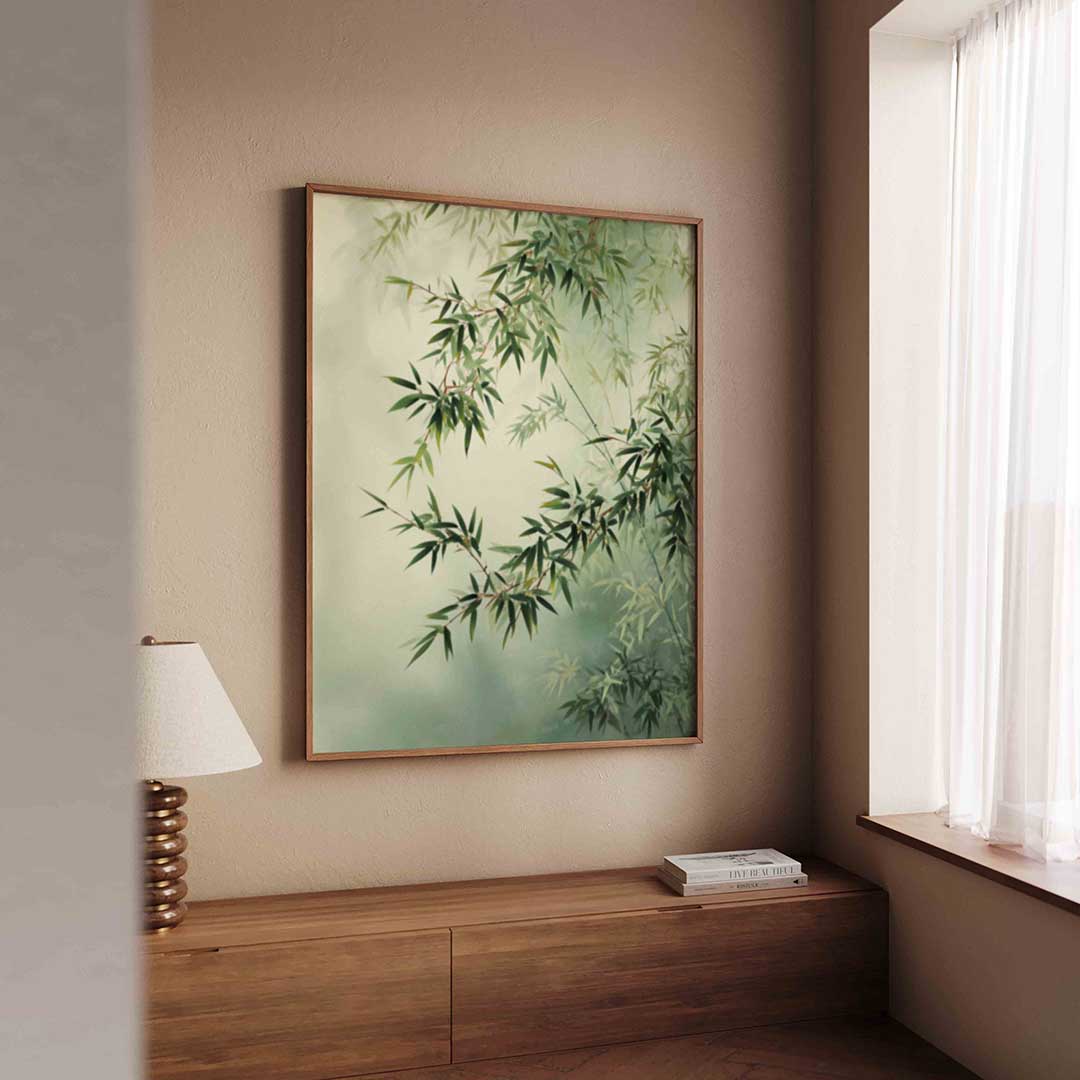 Bamboe bladeren – tropische wandkunst als portret poster