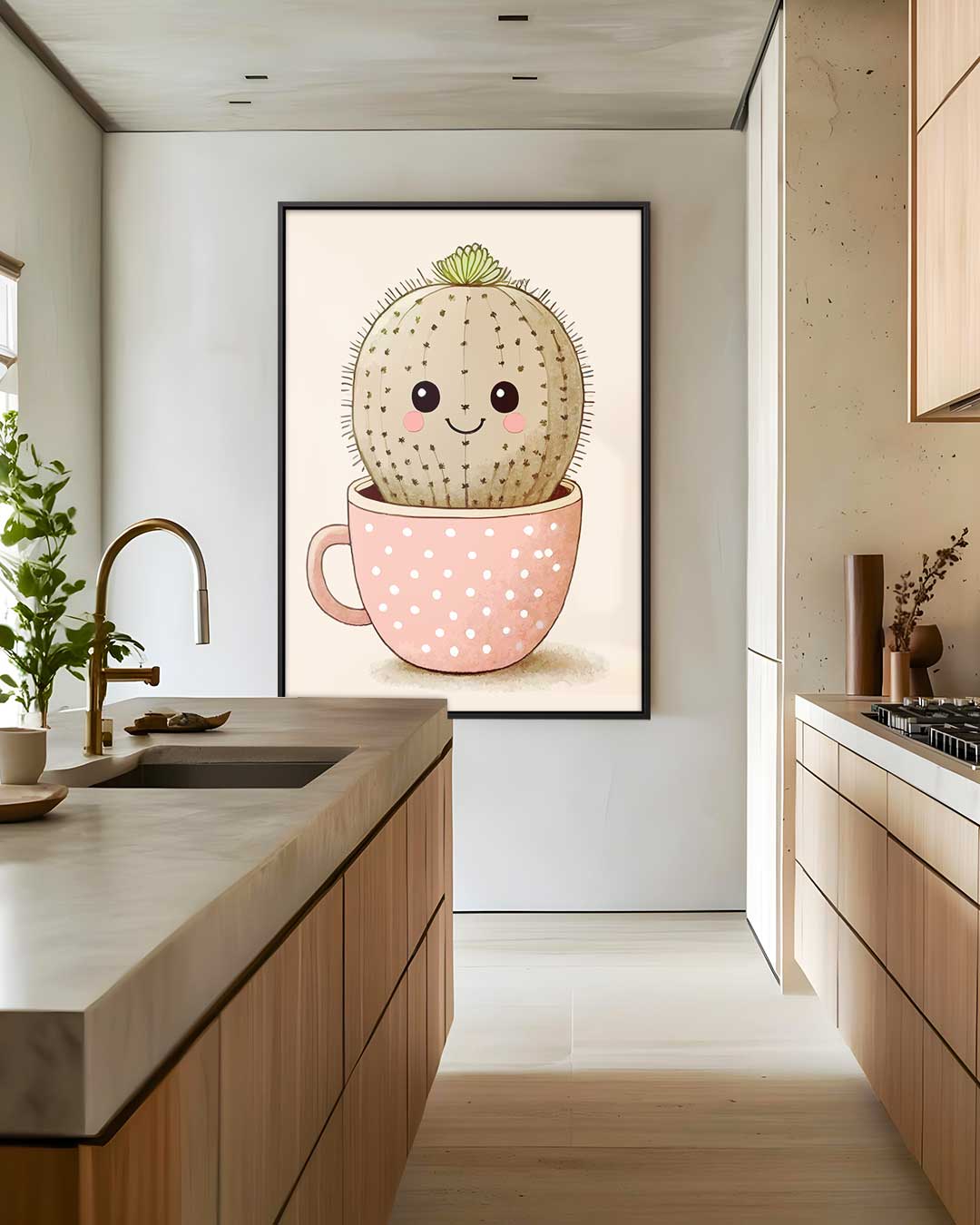 Vrolijke Cactus in Kopje – modern portret kunstwerk van WallArtistic