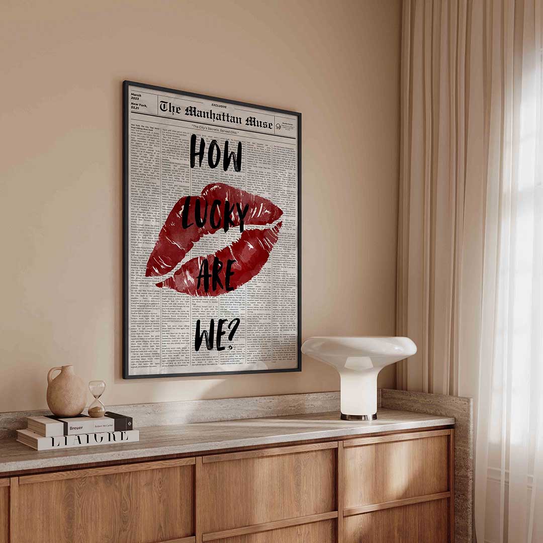 Rode lippen en tekst – kleurrijke Pop Art poster in staand formaat