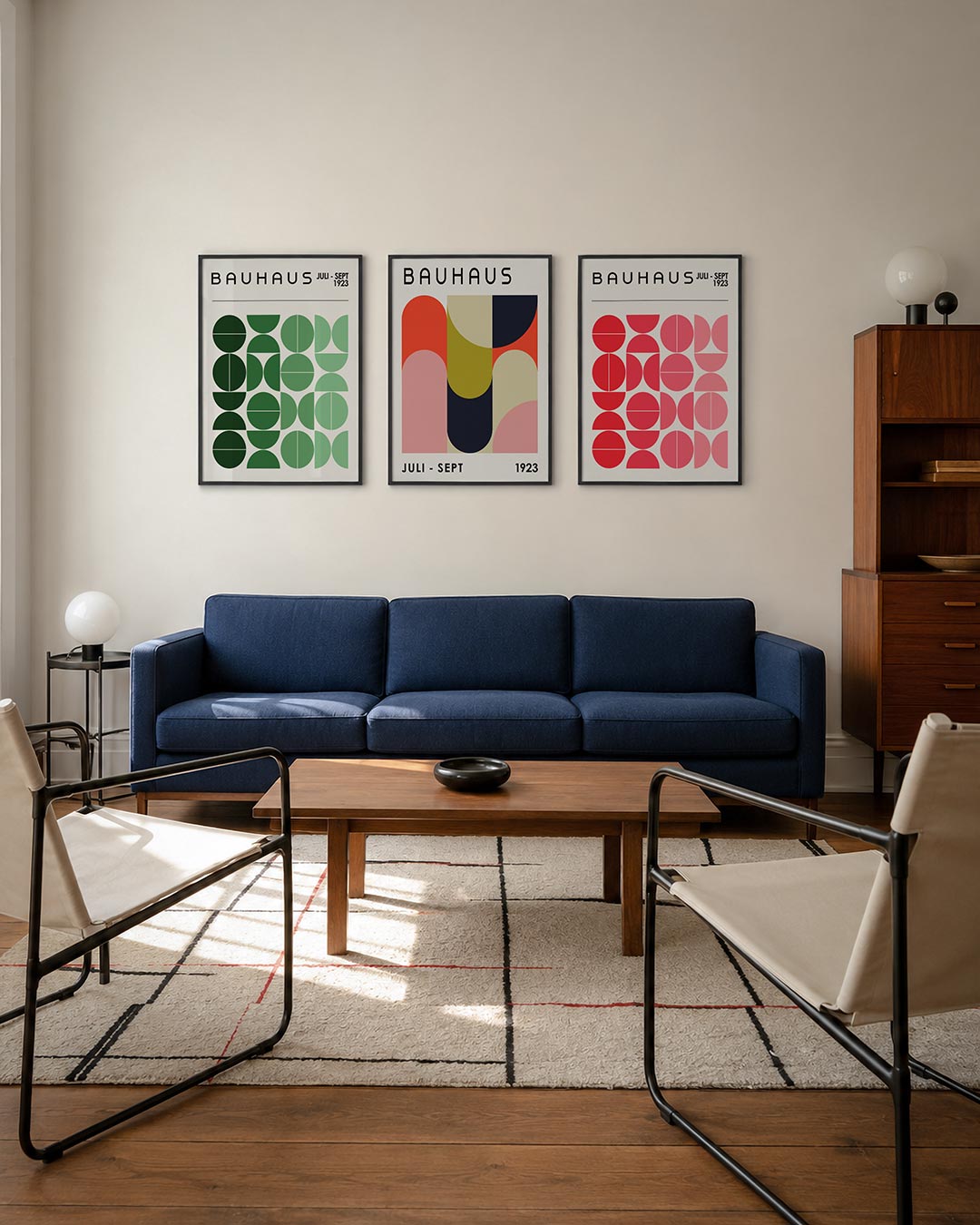 Groene cirkelpatronen driedelige posterset – deze posterset in drie delen toont een speelse ordening van groene cirkels en