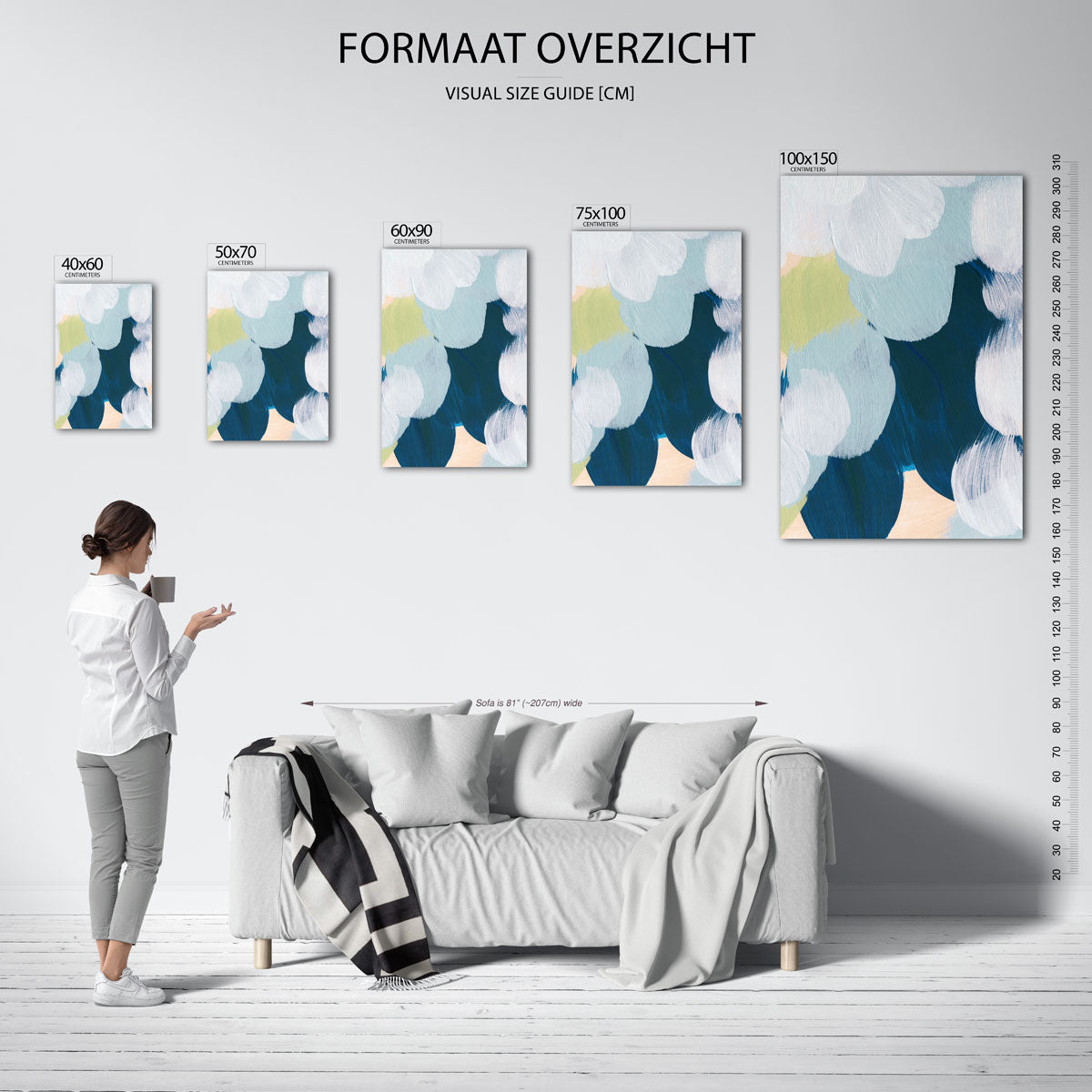 Vloeiende kleurencompositie – staande wanddecoratie van WallArtistic
