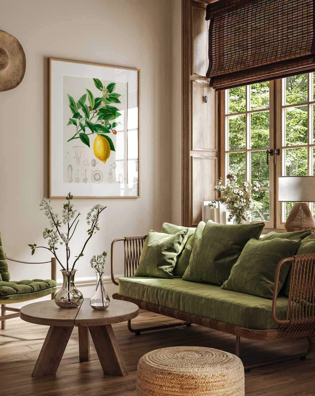 Botanische Citroen Illustratie – staande muurposter met Popart uitstraling