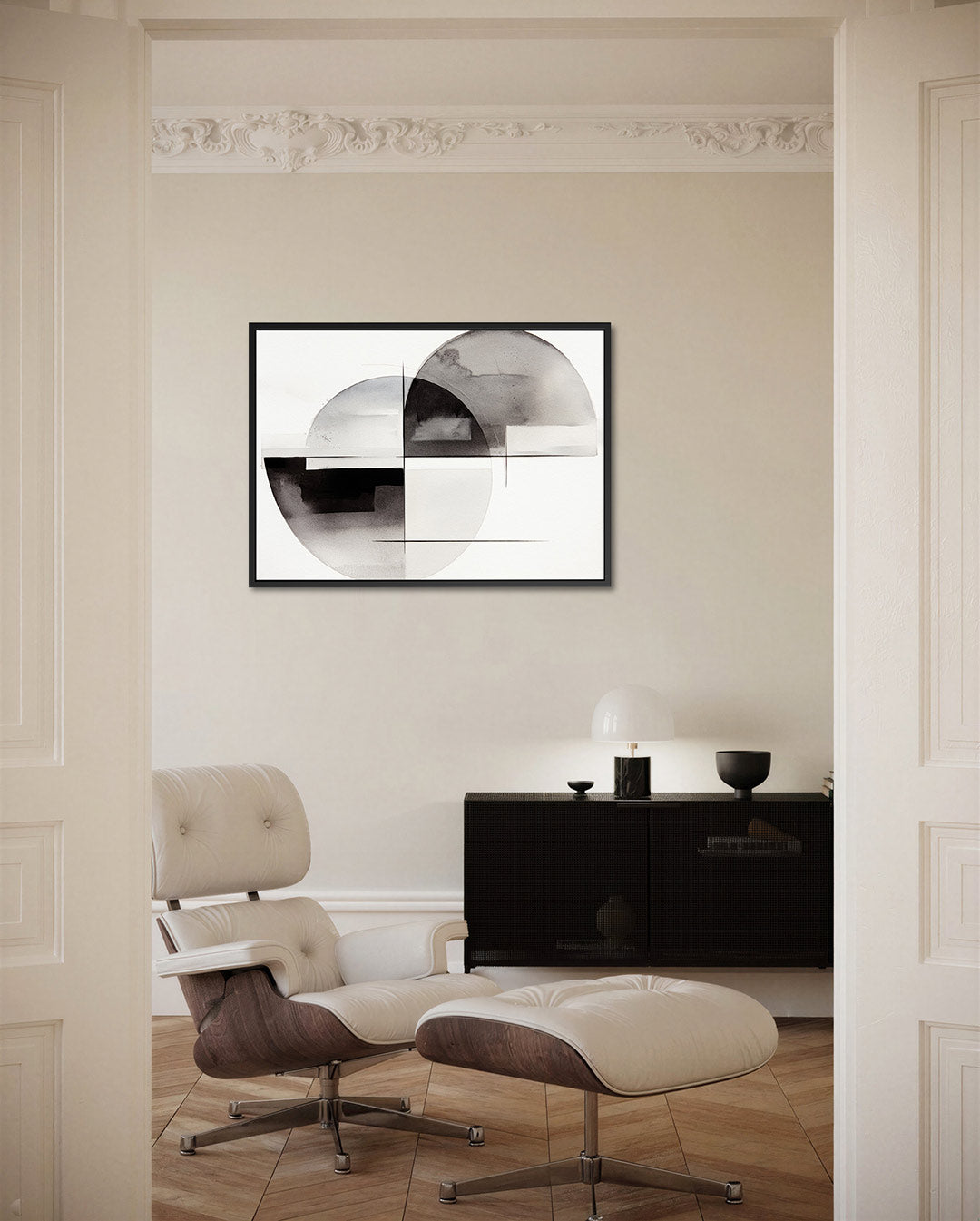 Geometrische vormen – Wanddecoratie kunstwerk – liggende wanddecoratie