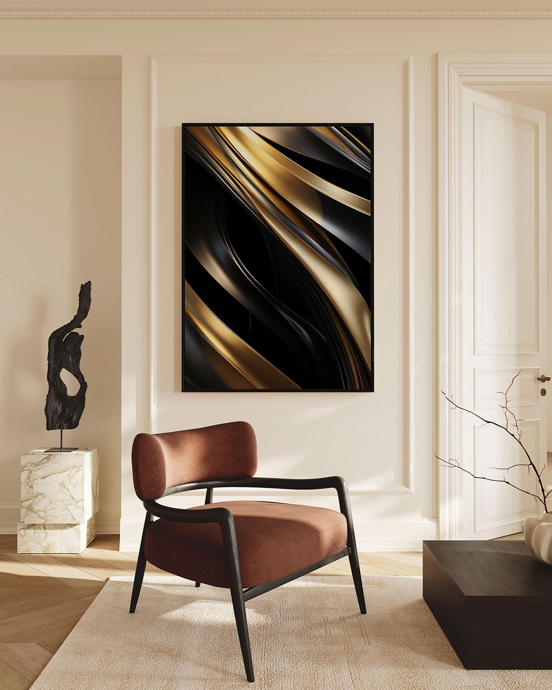 Golvende lijnen – staande wanddecoratie