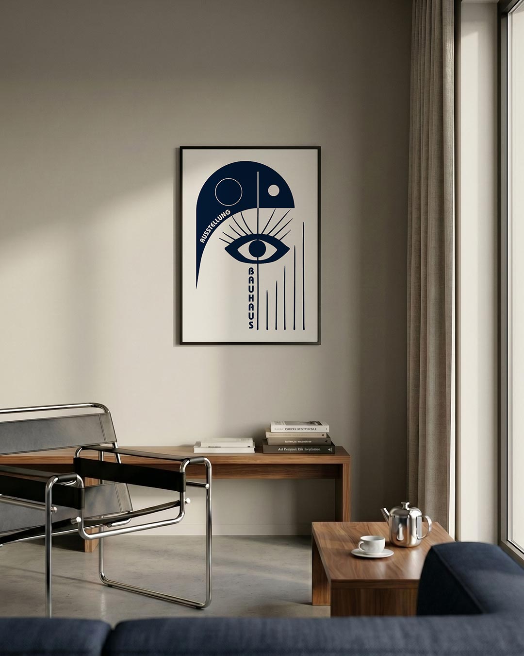 Oog en lijnen – staande Bauhaus poster voor aan de muur