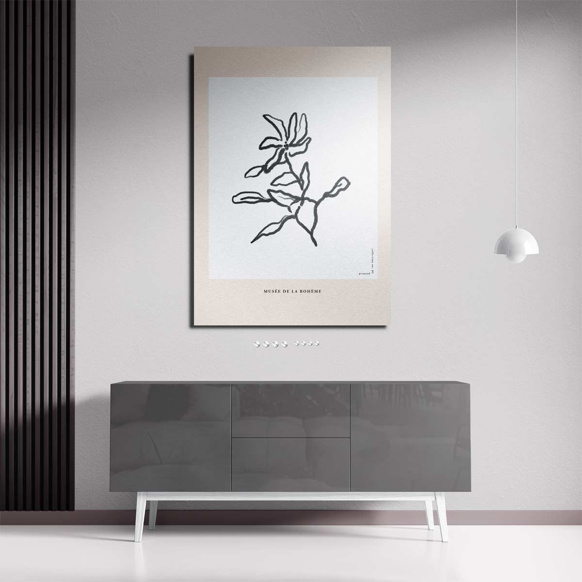 Elegante Bloemillustratie – staande wandkunst voor woonkamer of interieur