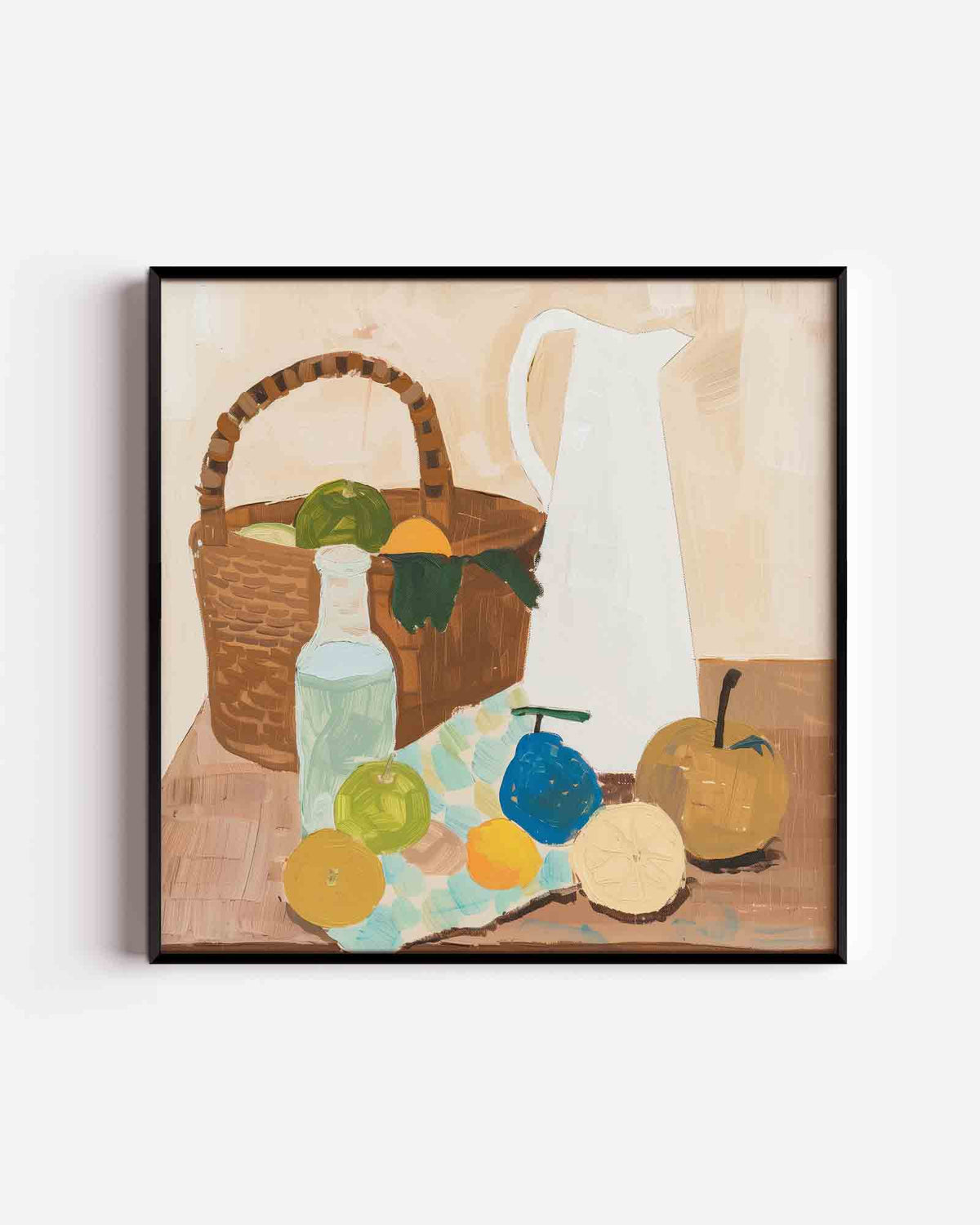 Stilleven met fruit en mand – design vierkante poster als wanddecoratie