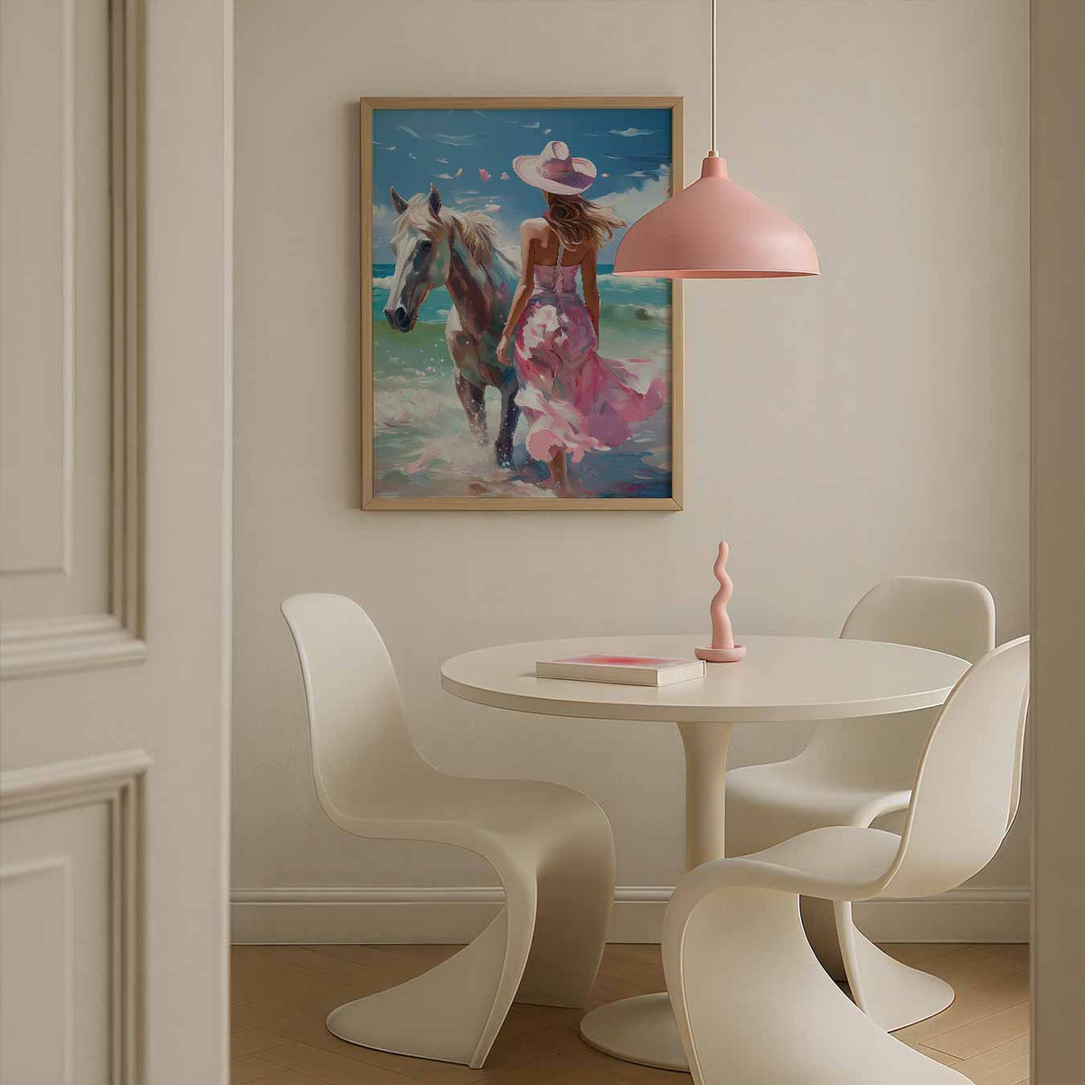 Strandavontuur met Paarden – staande paas wanddecoratie van WallArtistic