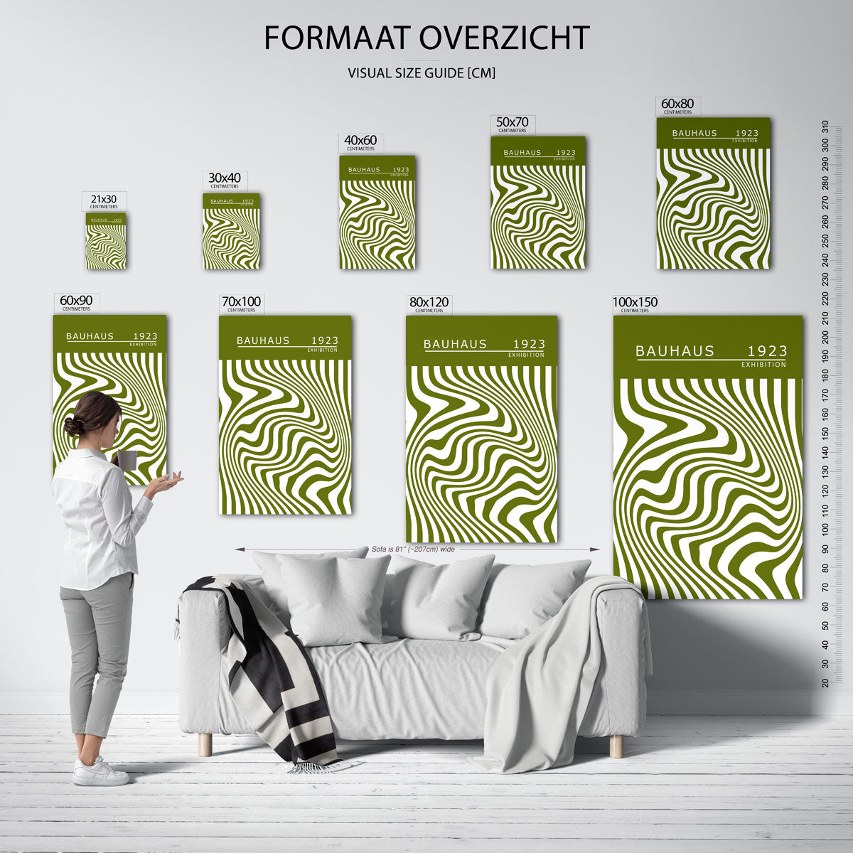 Golvend lijnenspel – Bauhaus poster als moderne geometrische wanddecoratie