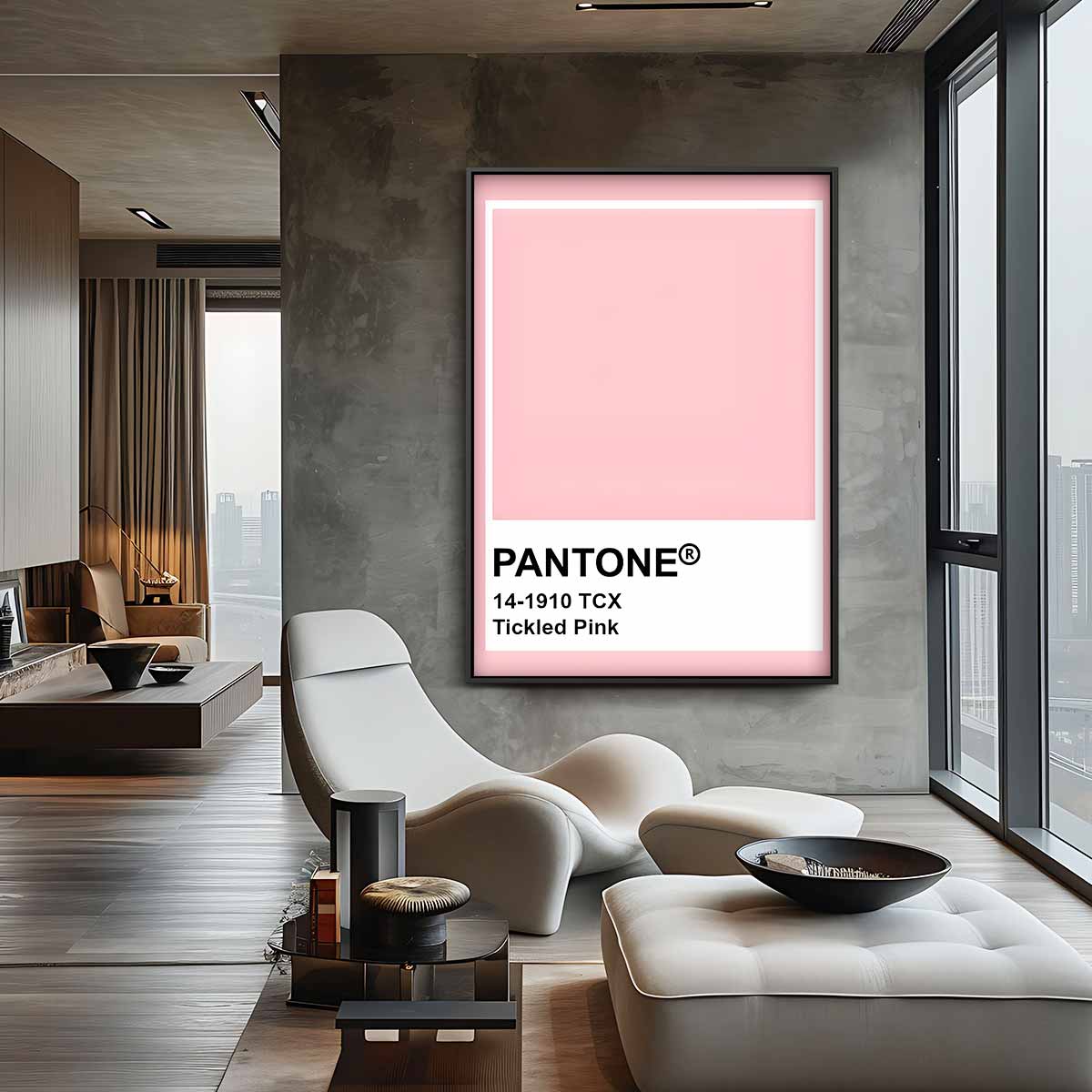 Zachtroze Expressie – dibond wanddecoratie in staand formaat