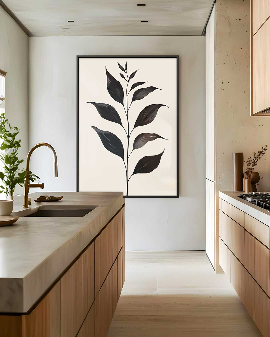 Minimalistisch Botanisch Kunstwerk – dibond wanddecoratie in staand formaat